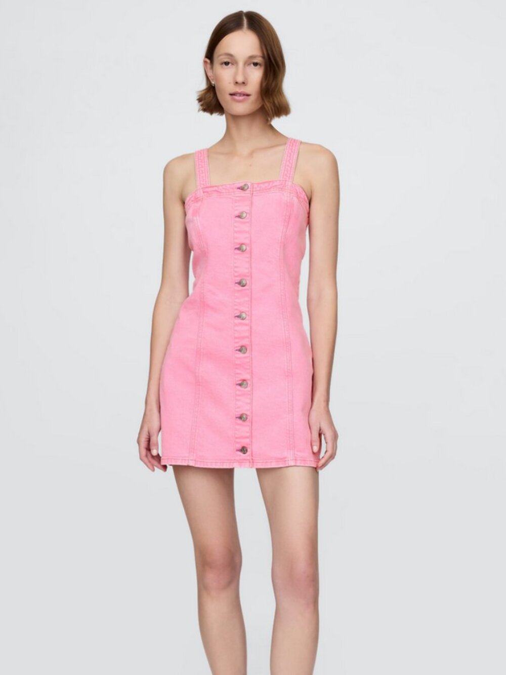 GAP Vintage Style Washed Pink Denim Button Front Dress Y2K Medium